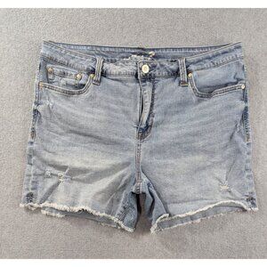 Seven7 Weekend Short Womens 16 Blue Distressed Denim Shorts Frayed Hem Summer